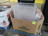 crate of plastic tubs & lids
