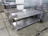 stainless table w/ backsplash, overshelf & undershelf