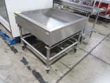 stainless iced product merchandiser, on casters, angleable