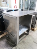 stainless demo cart w/ fold-down shelf