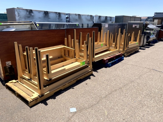 THREE PALLETS OF WOOD DISPLAY TABLES