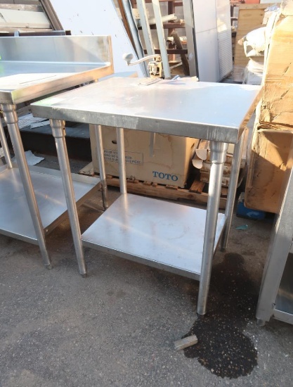 stainless table w/ undershelf & can opener attached
