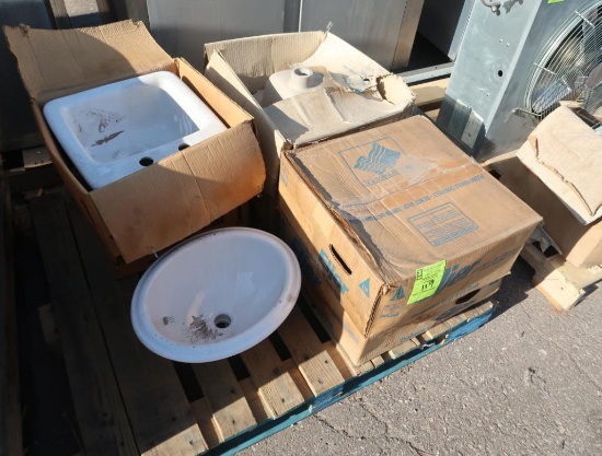 pallet of assorted sinks & floor sinks