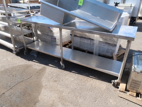 stainless table w/ undershelf, on casters