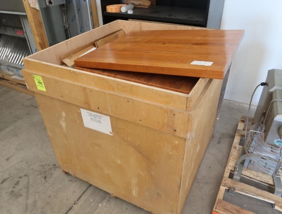crate of solid oak tabletops