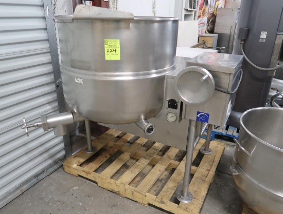 Cleveland 60 gal 2/3 steam-jacketed tilt kettle, on stand