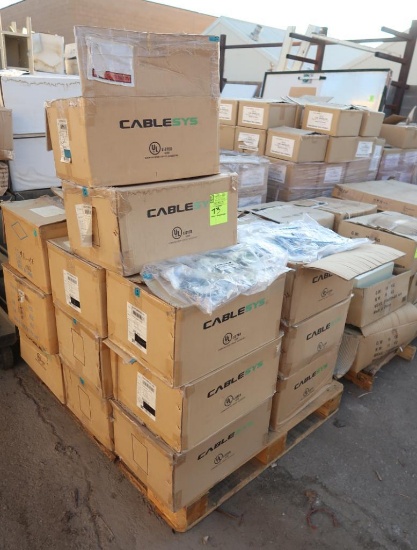 pallet of CAT 5E cables, assorted lengths, new