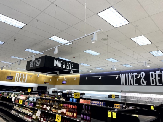ALL TRACK LIGHT IN WINE AND PRODUCE AREA