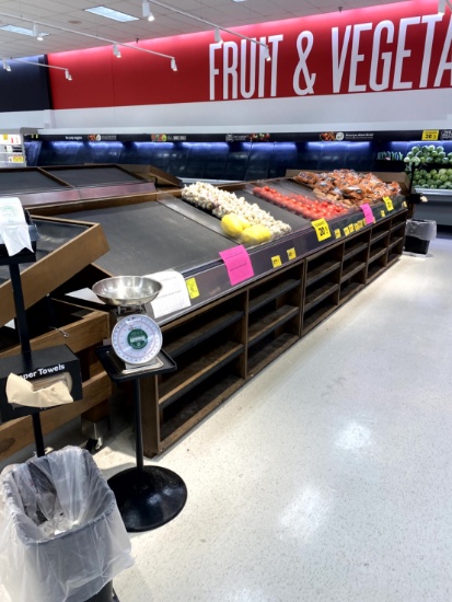 WOOD PRODUCE SLANTED DISPLAY