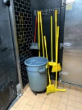 BROOMS, DUSTPANS AND TRASH CAN