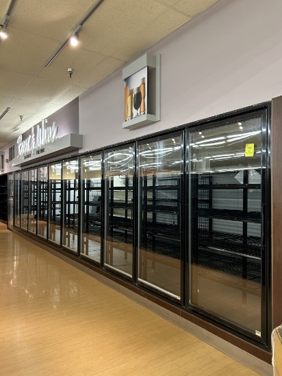 10 GLASS DOOR BEER WALK-IN BOX W/ RACKS AND MAN DOOR