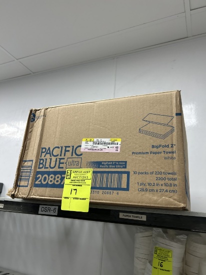 BOX OF PACIFIC BLUE PREMIUM PAPER TOWELS