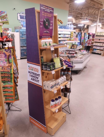 angled wooden merchandiser