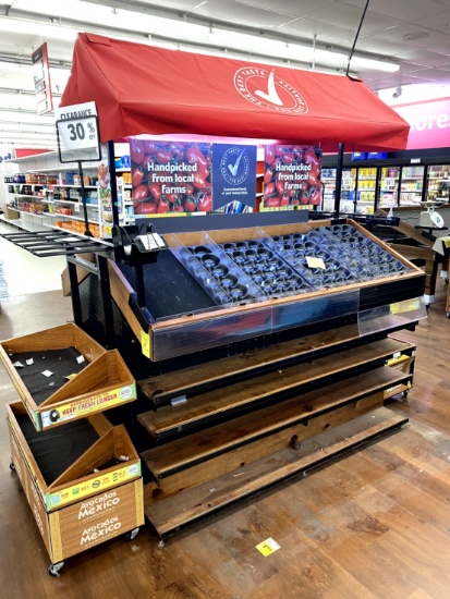 SLANTED PRODUCE DISPLAY WITH CANOPY