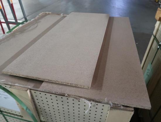 pallet of particle board shelves, 126 qty