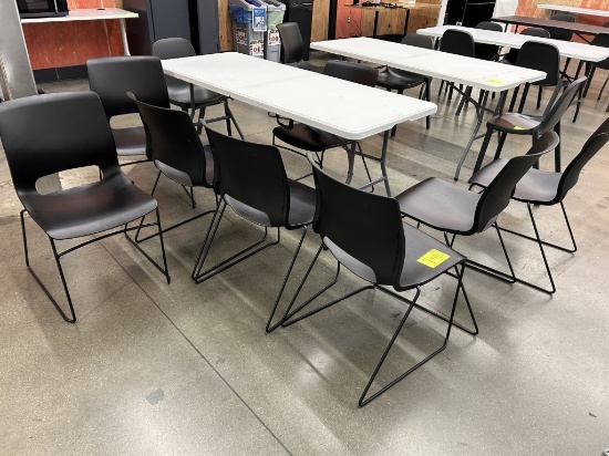 PLASTIC SEATED CHAIRS W/ METAL FRAMES