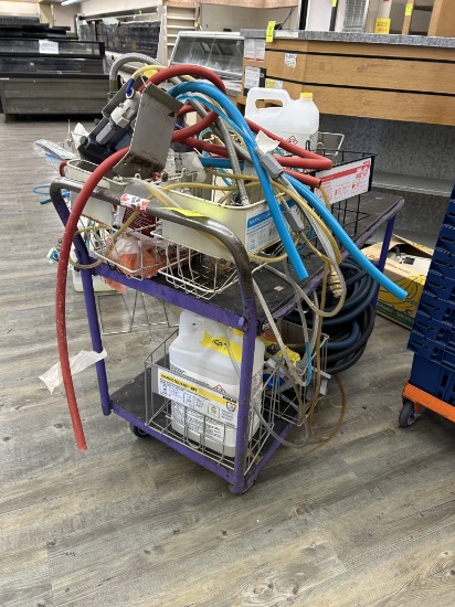 6 WHEEL PRODUCE CART  WITH ECO LAB SANITIZING EQUIPMENT