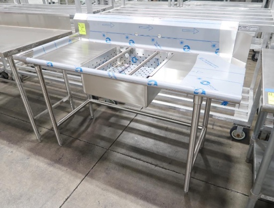 Stainless Steel Dish Pit w/ faucet cutouts & backsplash