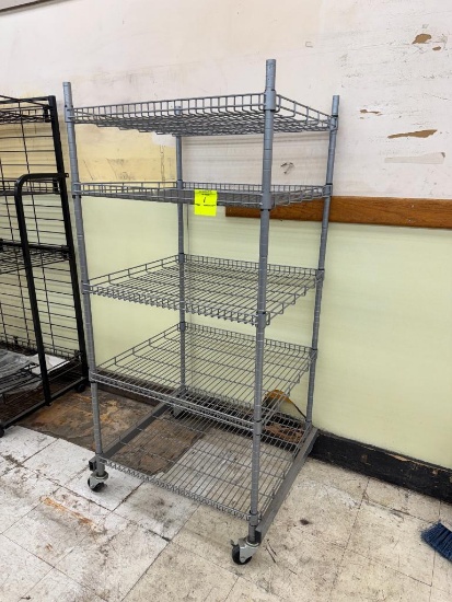 wire shelving unit, on casters