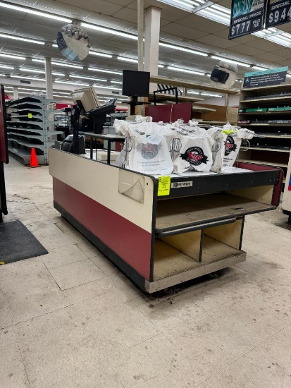 Reynolds checkstand w/ scale/scanner, printer, POS computer, & card reader