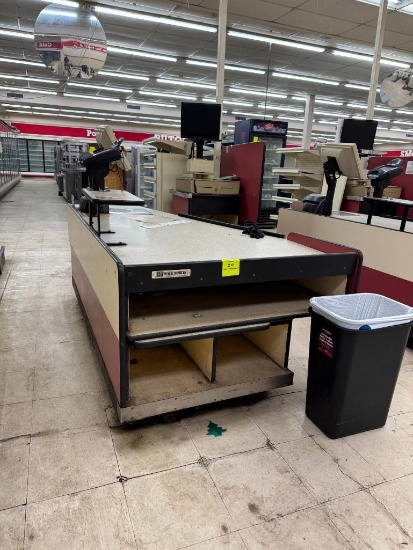 Reynolds checkstand w/ scale/scanner, printer, POS computer, & card reader