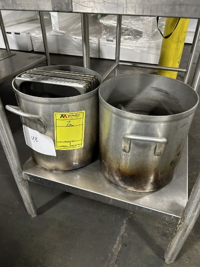 (2) STOCK POTS W/ HALF-SIZE INSERTS