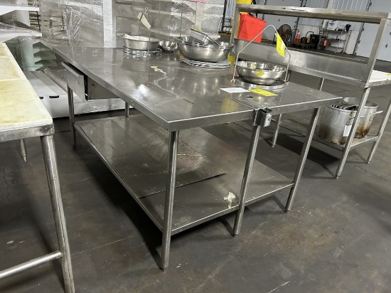 SPG 7FT STAINLESS STEEL TABLE W/ CAN OPENER MOUNT AND DRAWER