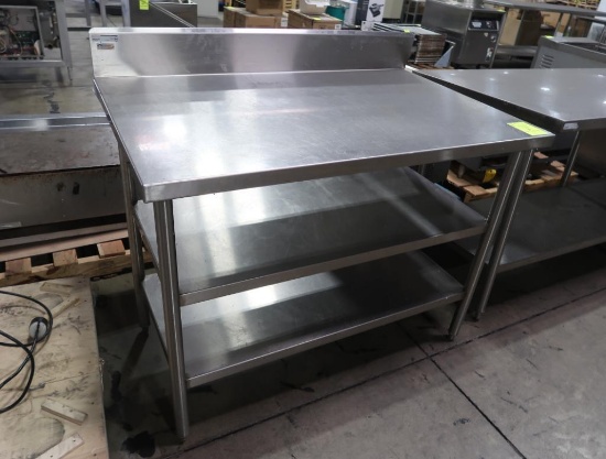 stainless table w/ backsplash & 2) undershelves
