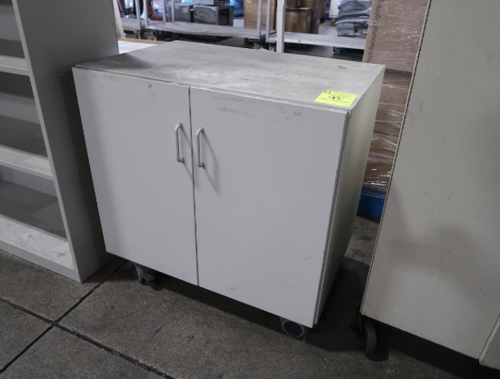 wooden cabinet, on casters
