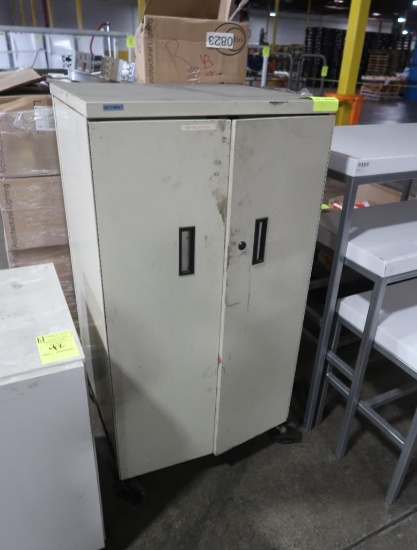 metal cabinet, on casters