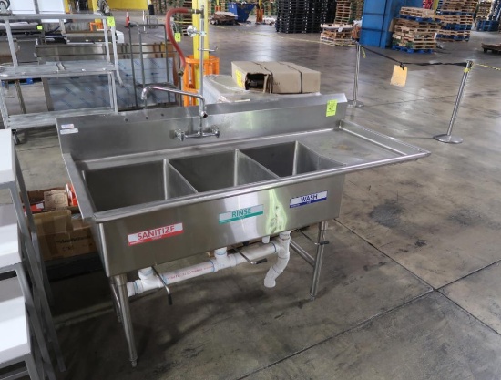 3-compartment sink w/ R drainboard