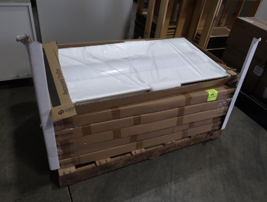 pallet of LED troffer light fixtures