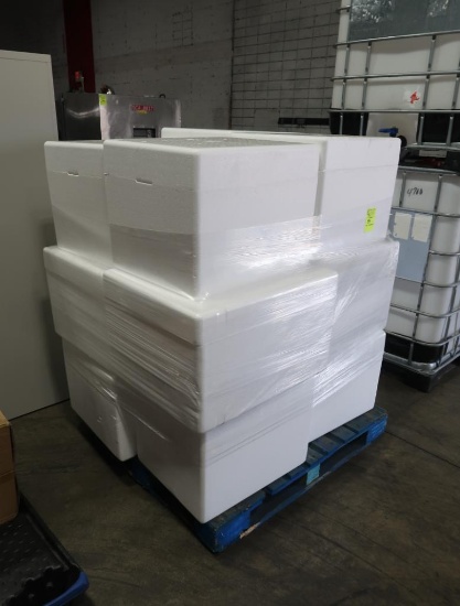 pallet of styrofoam containers w/ cold packs