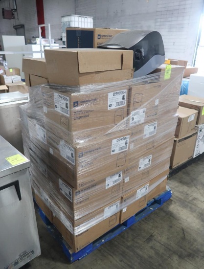 pallet of Sanitouch roll towell dispensers
