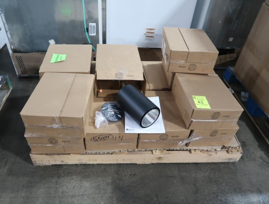 pallet of pendant stem LED light fixtures