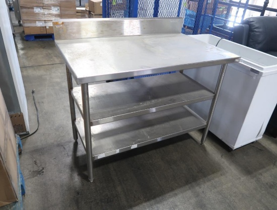 stainless table w/ backsplash & 2) undershelves