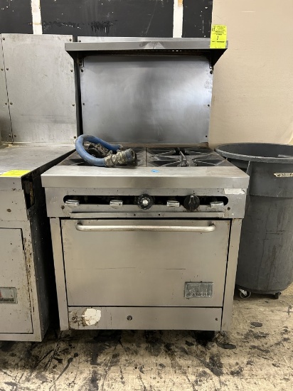SOUTHBEND NATURAL GAS OVEN W/ 4 BURNER AND OVERSHELF