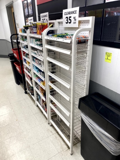 NARROW MERCHANDISERS BEHIND CUSTOMER SERVICE DESK