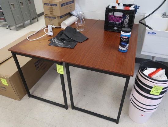 desks- steel frame w/ wooden top