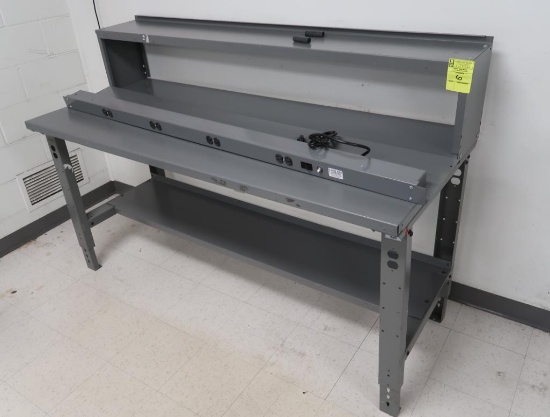 work table w/ overshelf & undershelf, w/ outlet strip (not attached)