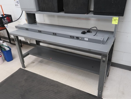 work table w/ overshelf & undershelf, w/ outlet strip (not attached)