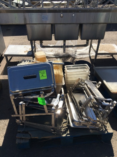 PALLET OF CHAFFING DISH PARTS AND CONTAINERS