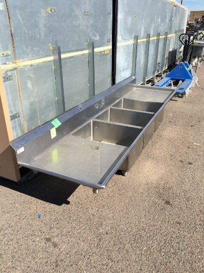 THREE COMPARTMENT STAINLESS SINK