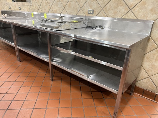 8ft Stainless Steel Table W/ Storage And Backsplash