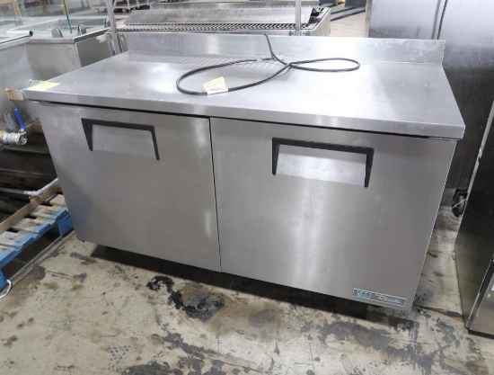 True 2-door work top refrigerator, on casters