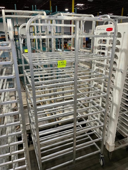 aluminum tub/tray rack, on casters