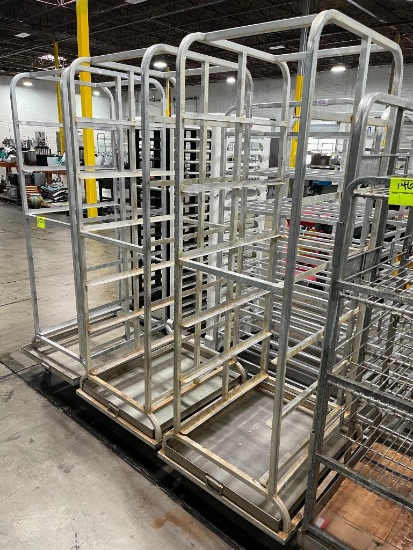 aluminum sheet racks w/ drip trays below