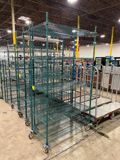 wire shelving unit, epoxy coated, on casters