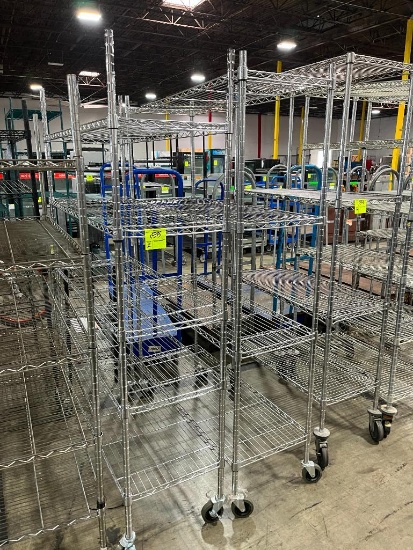 wire shelving units, on casters