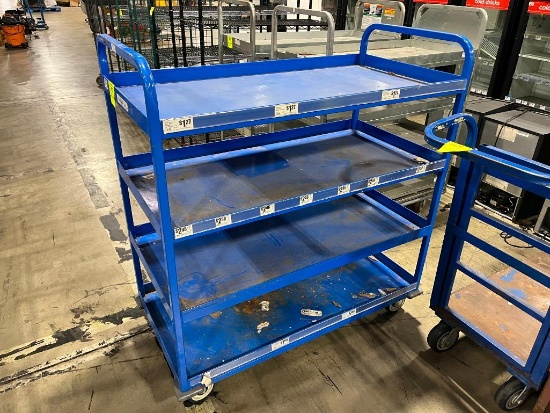 4-tier stocking cart w/ solid shelves